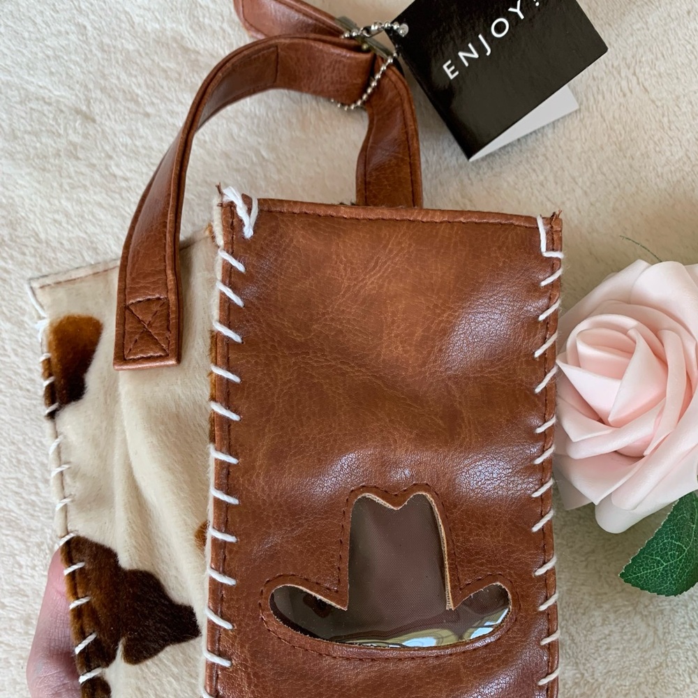 NWT Faux Leather Cowboy Buckled Wine Tote Bag